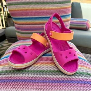 Kids Crocs Sandals | Size 1 | Bright Pink and Orange | EUC 🩷🧡🩷🧡🩷